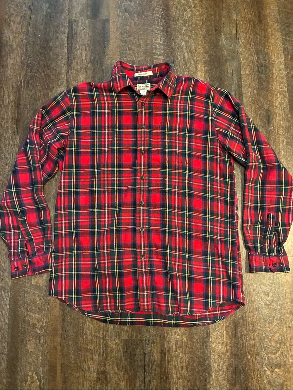 L.L.Bean Scotch Plaid Flannel Shirt Mens Large Tall LT Vintage